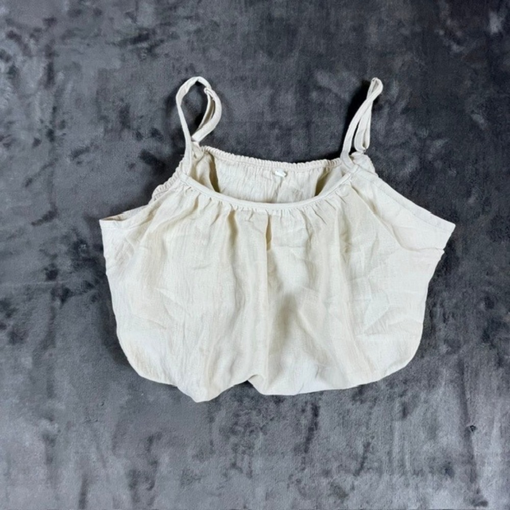Unbranded Cream Gauze Cropped Cami Top XL Adjustable Straps Boho Flowy